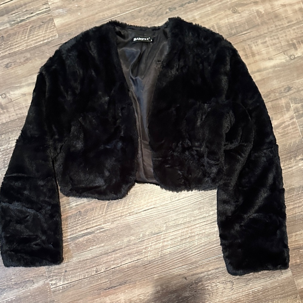 Allegra K Black Teddy Jacket